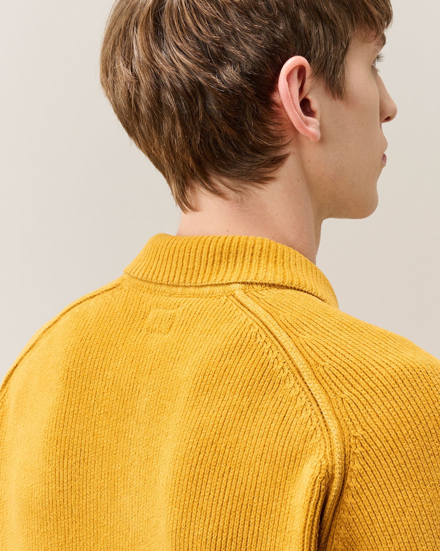 C.P. Company Chenille Cotton Lens Polo Sweater in Buck Thorn Brown