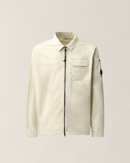 C.P. Company Organic Gabardine Lens Overshirt in Silver Birch