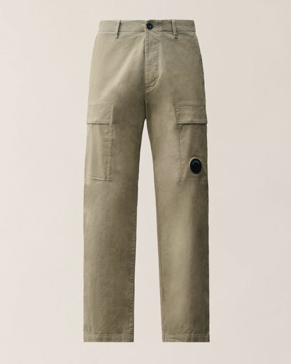 C.P. Company Stretch Sateen Lens Cargo Pants in Fallen Rock - Beige