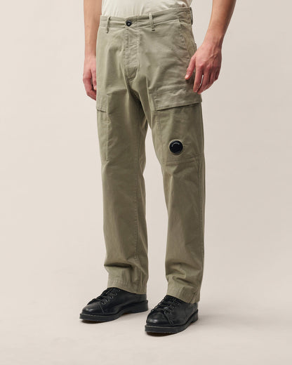 C.P. Company Stretch Sateen Lens Cargo Pants in Fallen Rock - Beige