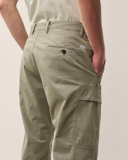 C.P. Company Stretch Sateen Lens Cargo Pants in Fallen Rock - Beige