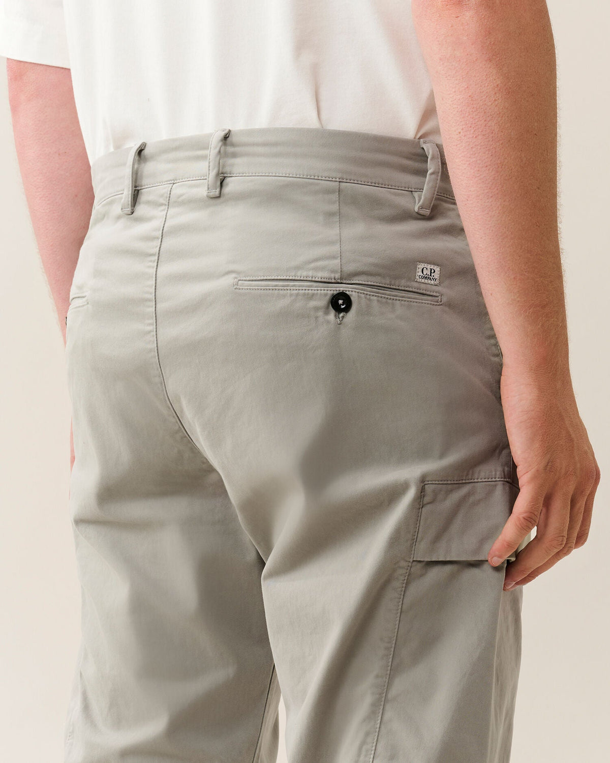 C.P. Company Stretch Sateen Lens Cargo Pants in Flint Grey
