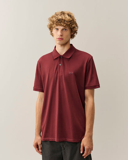 C.P. Company Stretch Piquet Striped Collar Polo Shirt in Andorra - Red