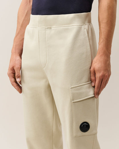 C.P. Company Diagonal Raised Fleece Lens Sweatpants in Silver Birch