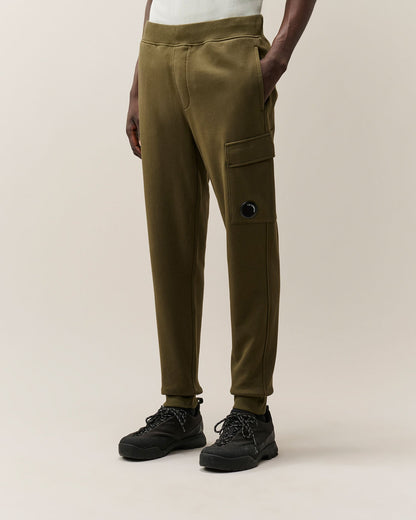 C.P. Company Diagonal Raised Fleece Lens Sweatpants in Ivy Green