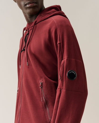 C.P. Company Diagonal Raised Zipped Lens Hoodie in Andorra - Red