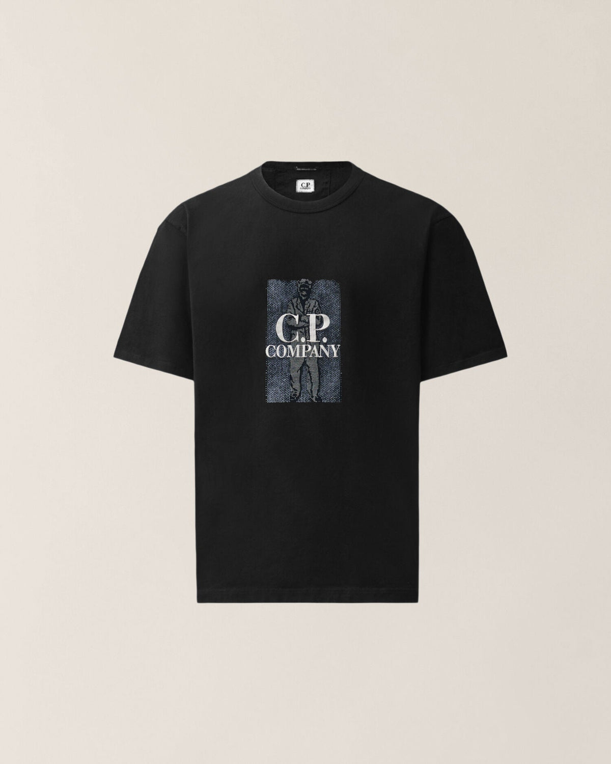 C.P. Company Mercerized Jersey Twisted Chest Logo T-Shirt in Black