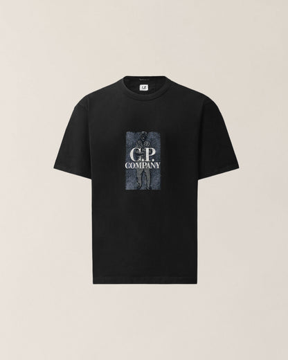 C.P. Company Mercerized Jersey Twisted Chest Logo T-Shirt in Black