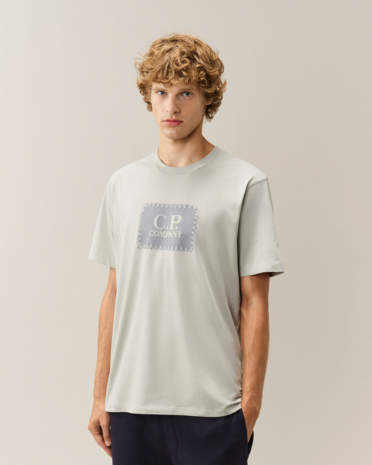 C.P. Company Stitch Block Logo T-Shirt in Flint Grey