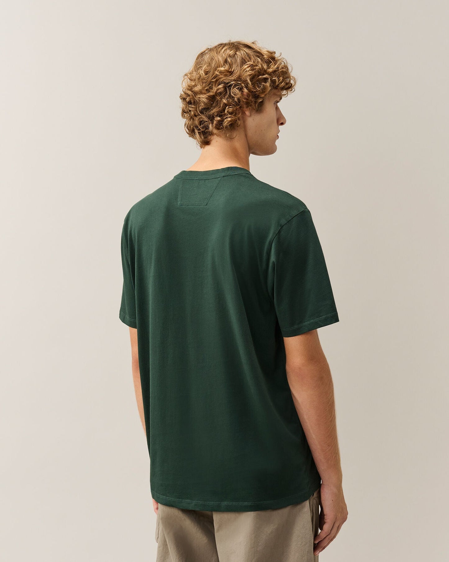 C.P. Company 30/1 Jersey Logo Patch T-Shirt in Ponderosa Pine - Green