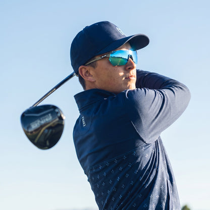 Ask Echo Golf No Frame Gunmetal Leg Sunglasses / Revo Blue