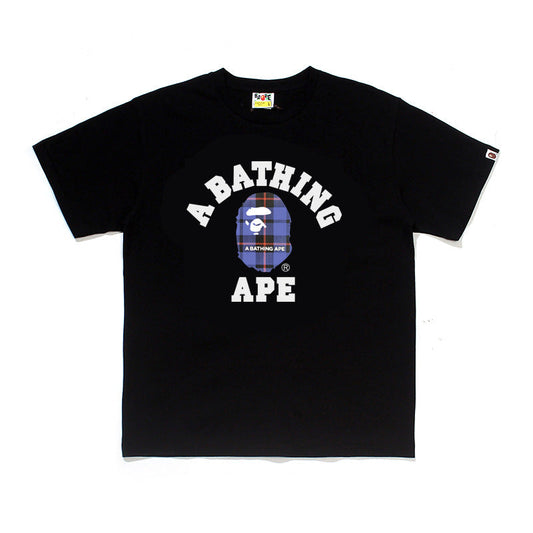 D103 Plaid Collegiate Graphic T-Shirt - Black / Blue