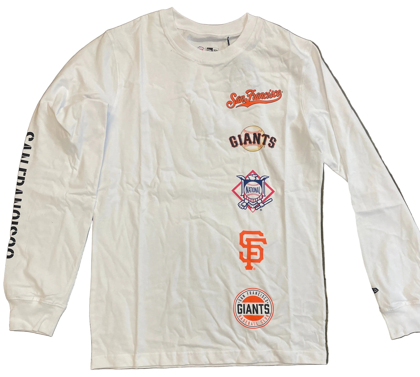 New Era Men's San Francisco Giants Long Sleeve Side Patch T-Shirt-White