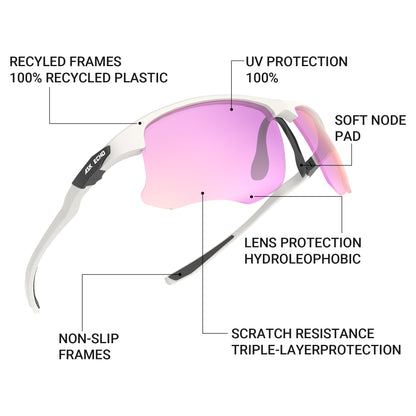 Ask Echo Golf White Half Frame Sunglasses / Pink