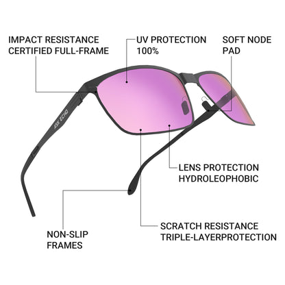 Ask Echo Golf Black Metal Frame Sunglasses / Pink