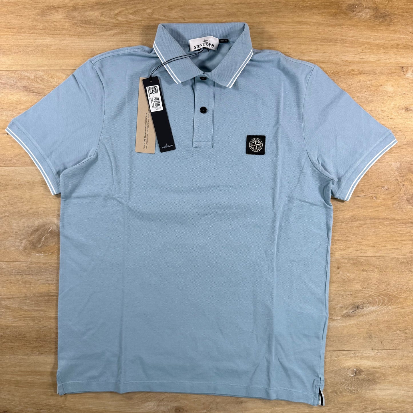 Stone Island Patch Logo Polo Shirt in Dust Blue