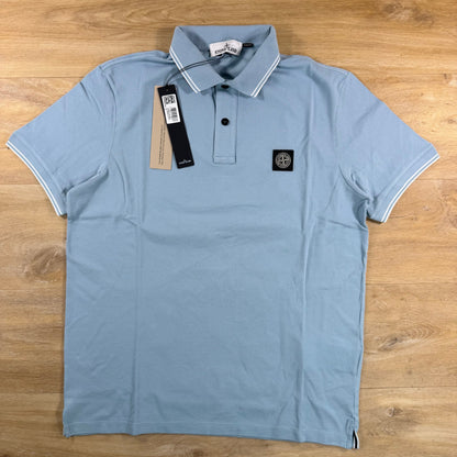 Stone Island Patch Logo Polo Shirt in Dust Blue