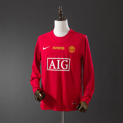 Manchester United Jersey 2007/08 Home Retro Football Kit Long Sleeve