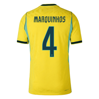 MARQUINHOS #4 Mens Brazil World Cup Home Jersey 2026 - Player Version (Slim Fit)