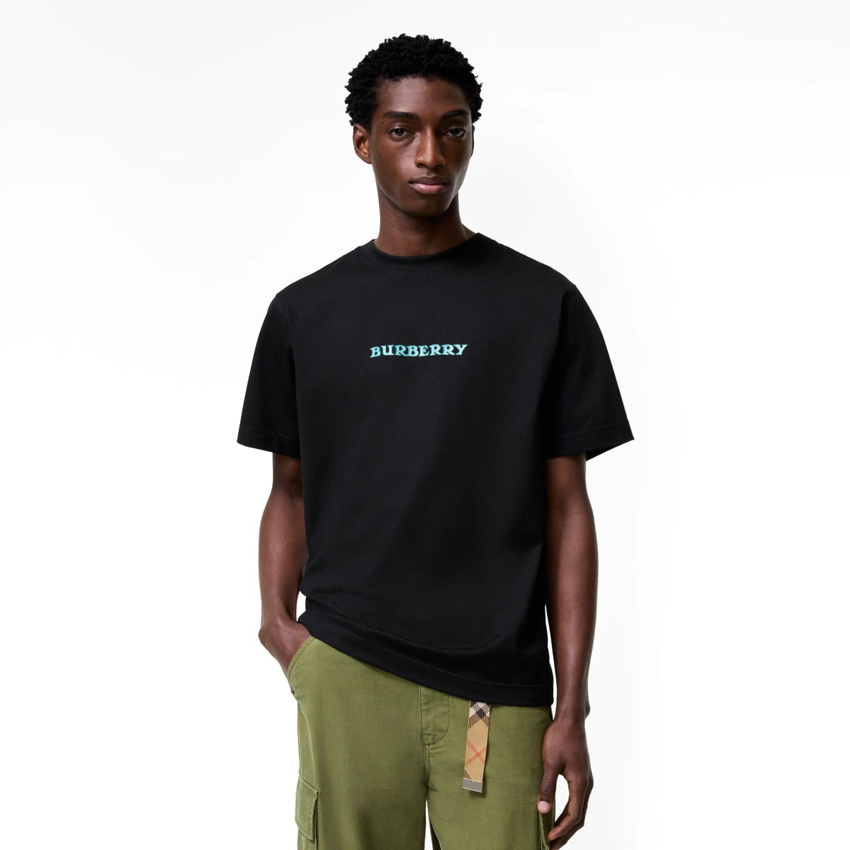 Burberry Heritage Logo Cotton T-Shirt in Black