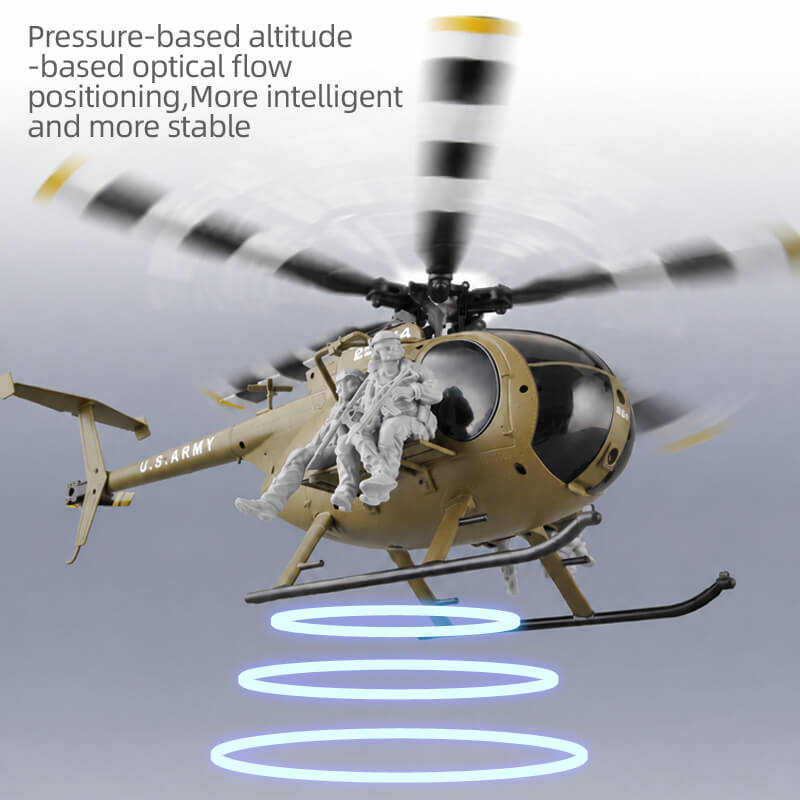 RCERA C189S MD500 Little Bird 1/28 Scale 6CH Dual Brushless Optical Flow RC Military Helicopter RTF