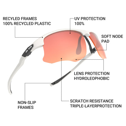 Ask Echo Golf White Half Frame Sunglasses / Revo Red