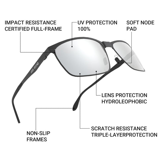 Ask Echo Golf Black Metal Frame Sunglasses / Silver