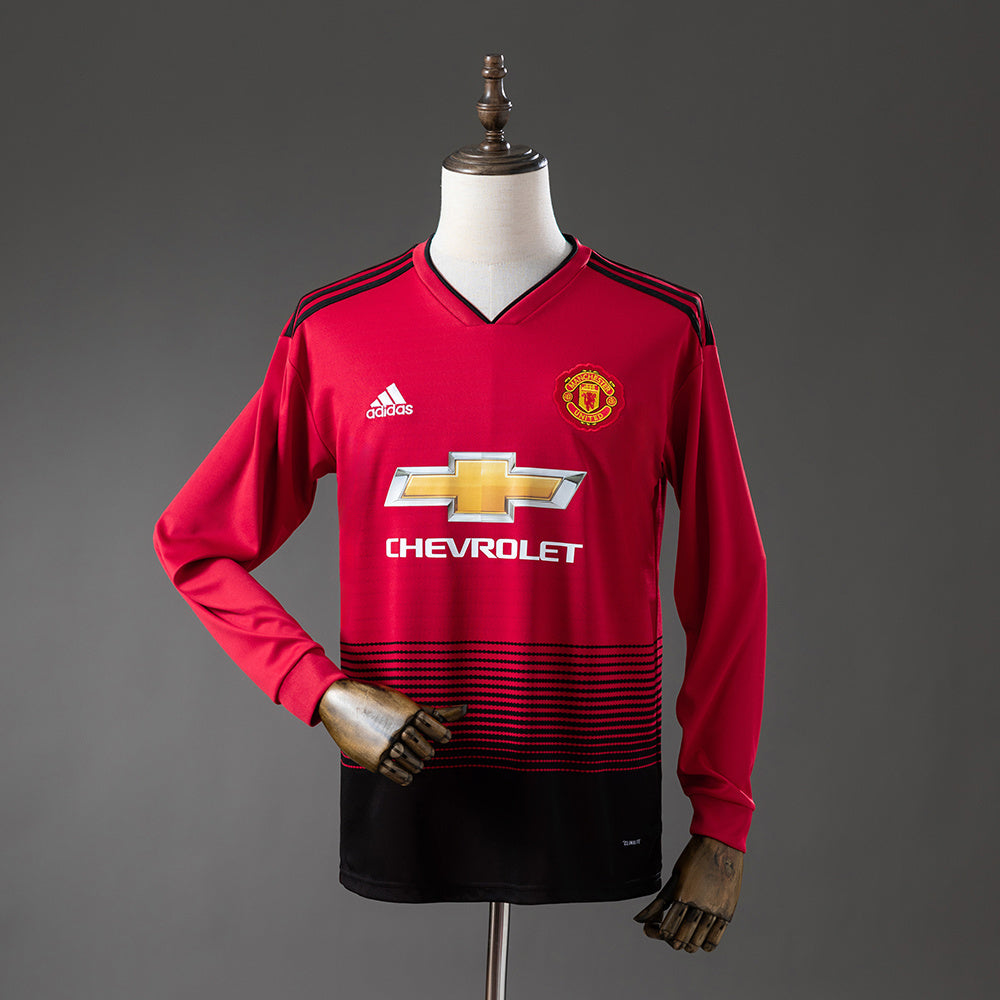 Manchester United Home Jersey 2018/19 Retro Long Sleeves Football Kit Soccer Shirt