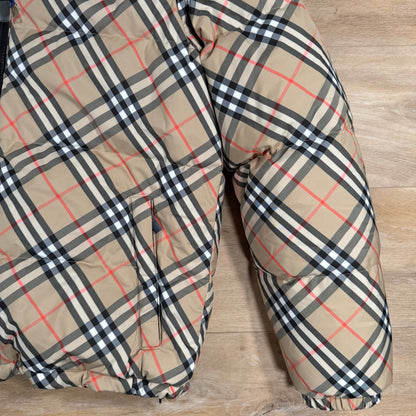 Burberry Reversible Check Snowdon Puffer Jacket in Sand Beige