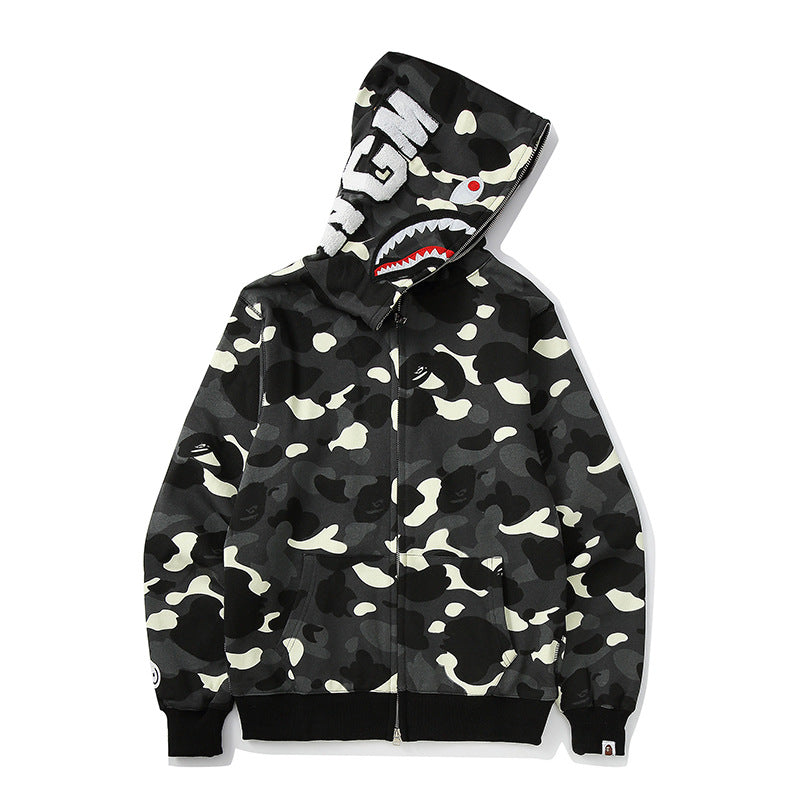 BAPE classic multi-color embroidery hooded cardigan
