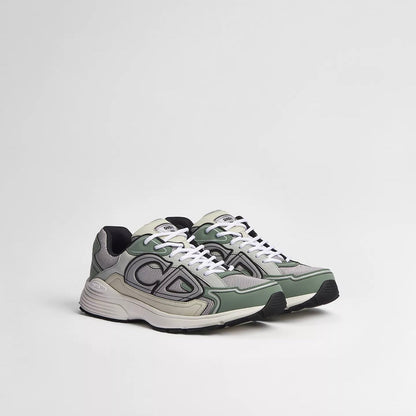 Dior B30 Countdown Sneaker in Gray Technical Mesh with Cedar Green, Gray and Cream Technical Fabric