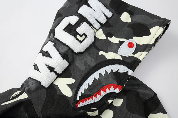BAPE classic multi-color embroidery hooded cardigan