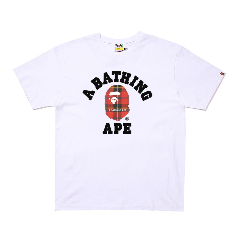 D103 Plaid Collegiate Graphic T-Shirt - White / Red