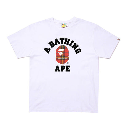 D103 Plaid Collegiate Graphic T-Shirt - White / Red