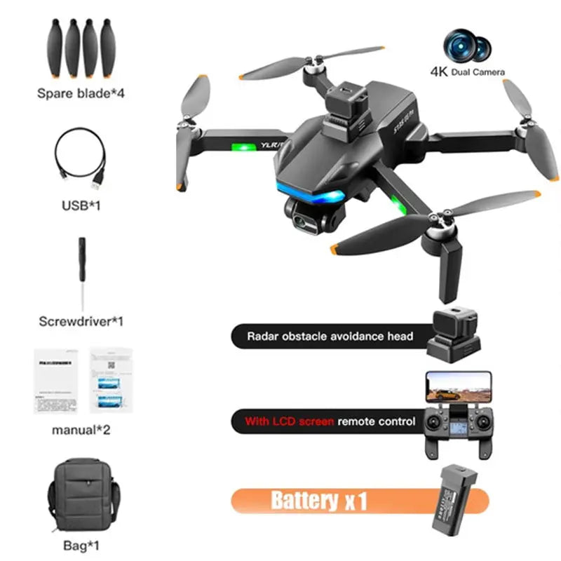 S135 Pro 4K Drone 3-Axis Gimbal GPS 5G WiFi 360° Obstacle Avoidance Brushless Dual Camera Foldable Quadcopter RTF