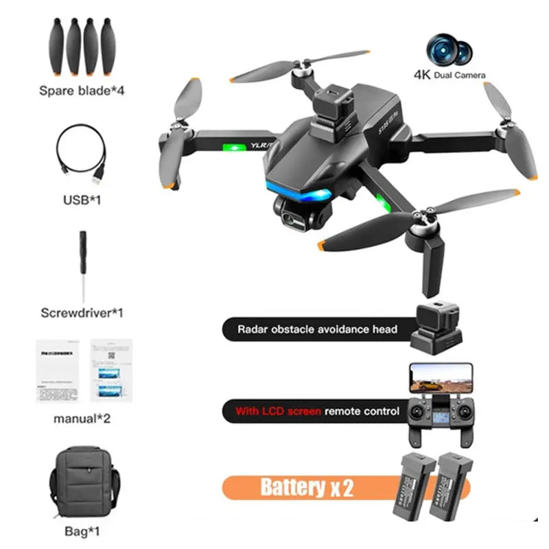 S135 Pro 4K Drone 3-Axis Gimbal GPS 5G WiFi 360° Obstacle Avoidance Brushless Dual Camera Foldable Quadcopter RTF