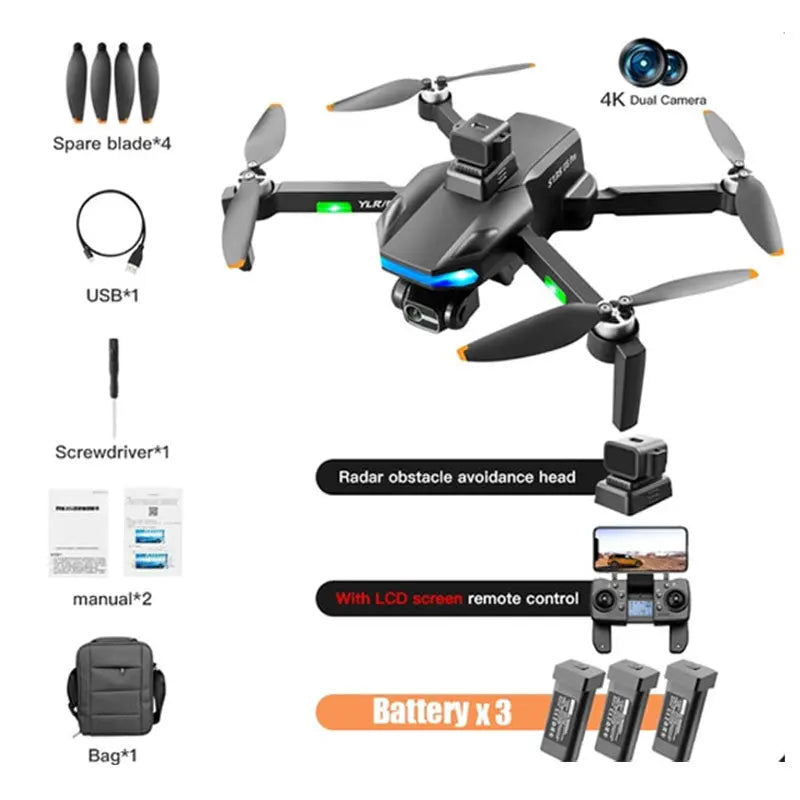 S135 Pro 4K Drone 3-Axis Gimbal GPS 5G WiFi 360° Obstacle Avoidance Brushless Dual Camera Foldable Quadcopter RTF
