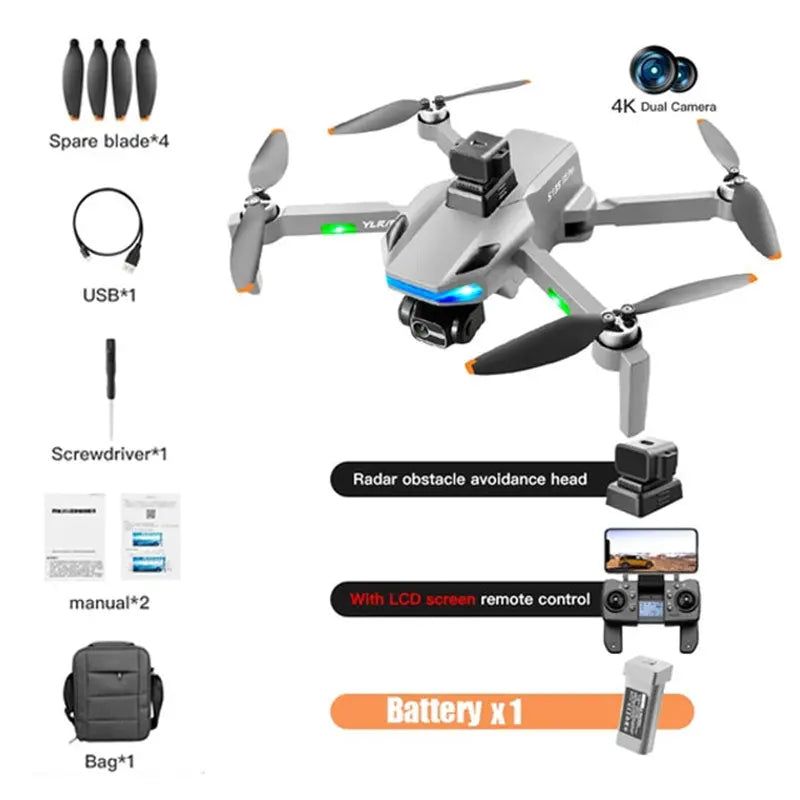 S135 Pro 4K Drone 3-Axis Gimbal GPS 5G WiFi 360° Obstacle Avoidance Brushless Dual Camera Foldable Quadcopter RTF