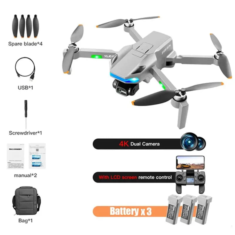 S135 Pro 4K Drone 3-Axis Gimbal GPS 5G WiFi 360° Obstacle Avoidance Brushless Dual Camera Foldable Quadcopter RTF