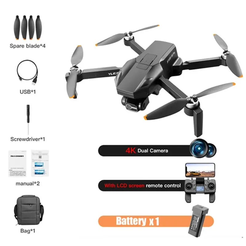 S135 Pro 4K Drone 3-Axis Gimbal GPS 5G WiFi 360° Obstacle Avoidance Brushless Dual Camera Foldable Quadcopter RTF