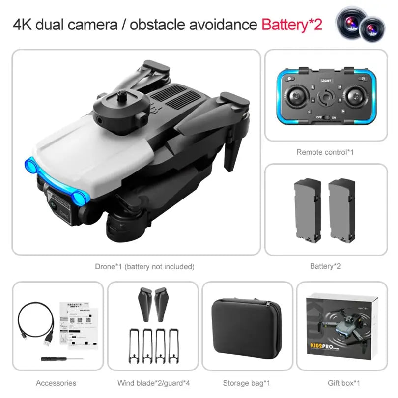 K102 PRO 4K Drone GPS 5G WiFi Optical Flow Omnidirectional Obstacle Avoidance Dual Camera Foldable Quadcopter RTF