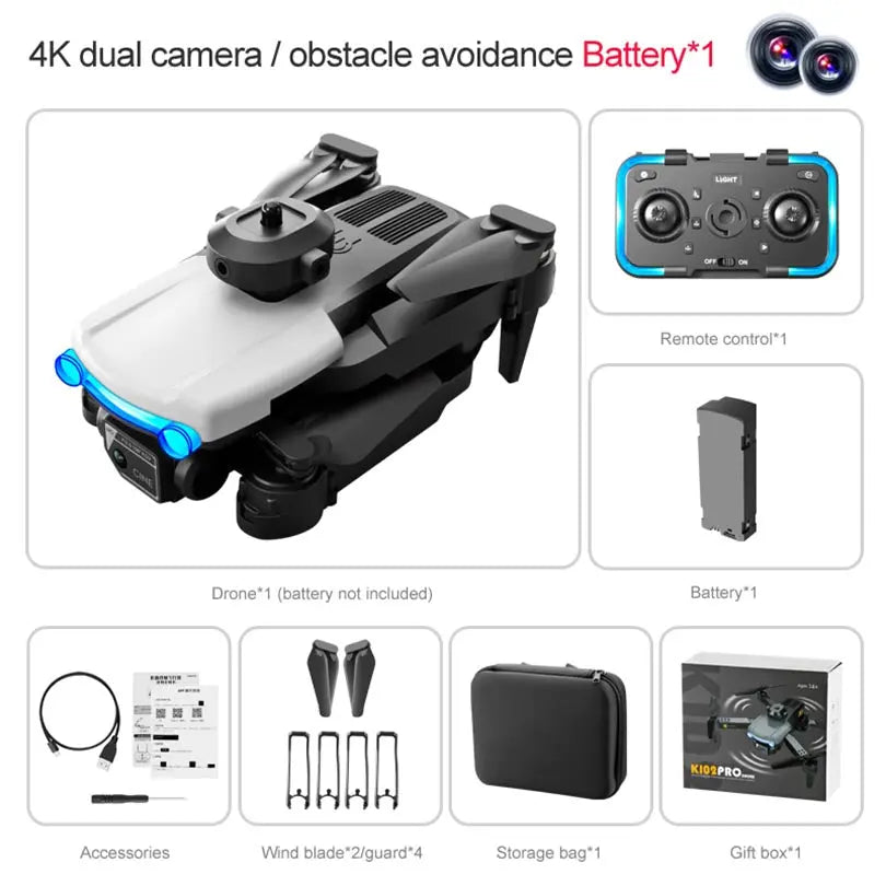 K102 PRO 4K Drone GPS 5G WiFi Optical Flow Omnidirectional Obstacle Avoidance Dual Camera Foldable Quadcopter RTF