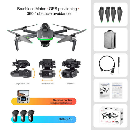 4K Drone S155 Pro 3-Axis Gimbal Obstacle Avoidance GPS 5G Relay WIFI Brushless Quadcopter