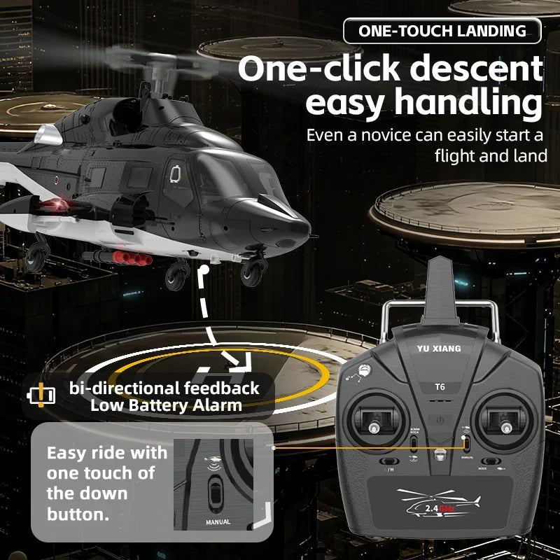 YUXIANG F02 Airwolf RC Helicopter Auto Stabilized 6CH 6-Axis Gyro Optical Flow Positioning Helicopter