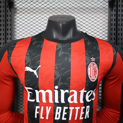 Player Version AC Milan Jersey 25/26 Home Long Sleeves Football Kit Soccer Jersey