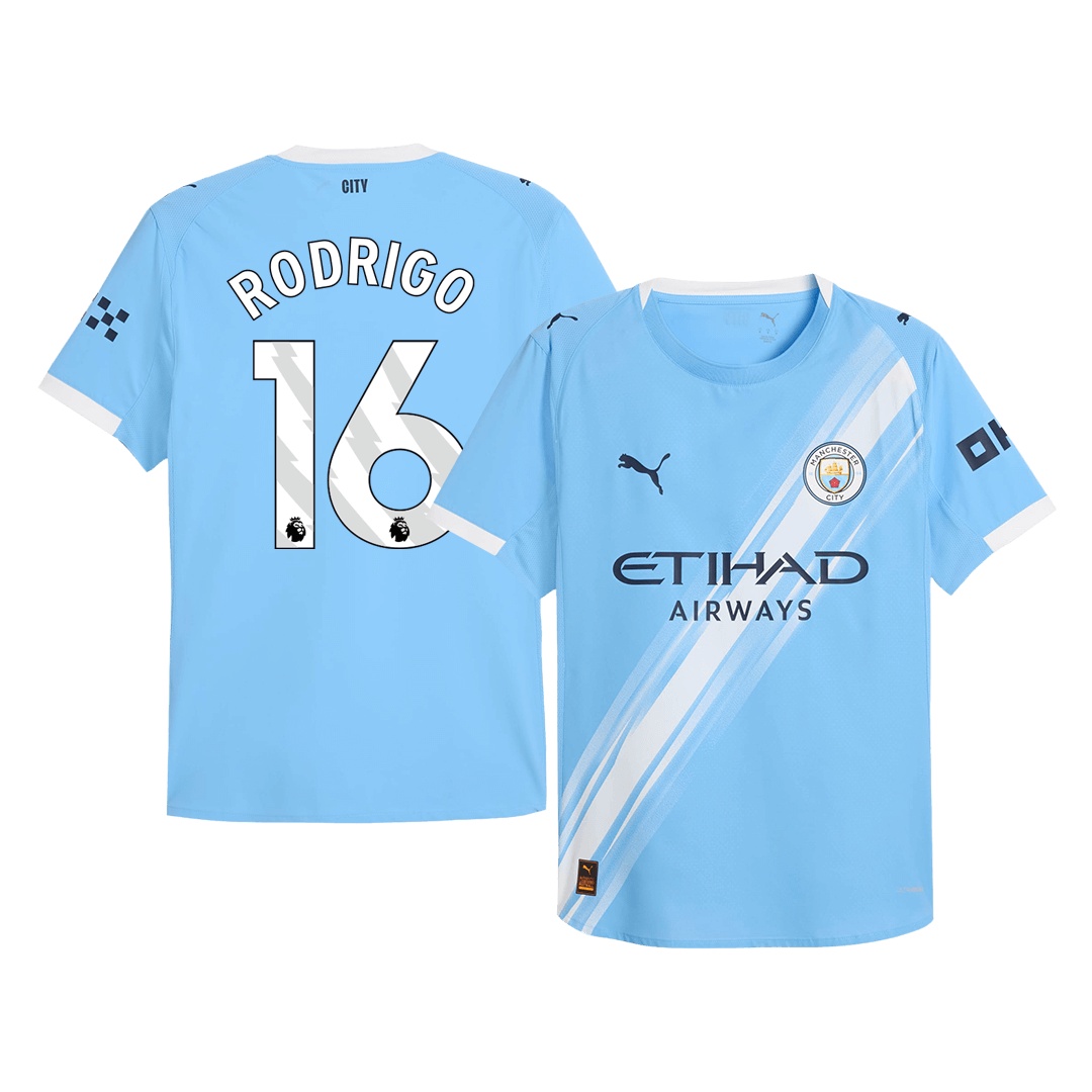 RODRIGO #16 Mens Manchester City Home Jersey 2025/26 - Player Version (Slim Fit)