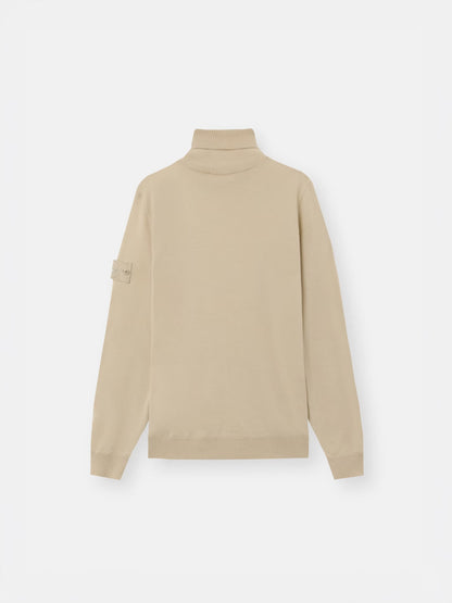 Stone Island Ghost Light Pure RWS Wool Turtleneck Jumper in Beige