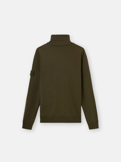 Stone Island Ghost Light Pure RWS Wool Turtleneck Jumper in Military Green
