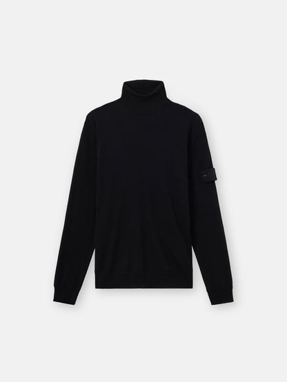 Stone Island Ghost Light Pure RWS Wool Turtleneck Jumper in Black