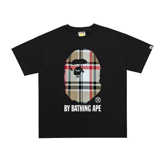 D118 Plaid Ape Head Graphic T-Shirt